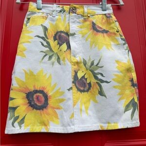 Vintage 90’s Sunflower Denim Skirt
